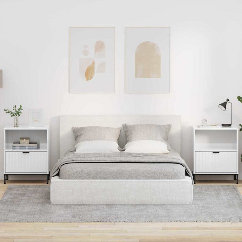 Szafka Nocna 2 pcs Biały na wysoki połysk 49 x 36 x 61 cm
