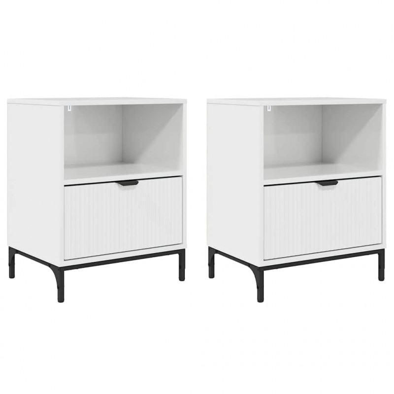 Szafka Nocna 2 pcs Biały na wysoki połysk 49 x 36 x 61 cm