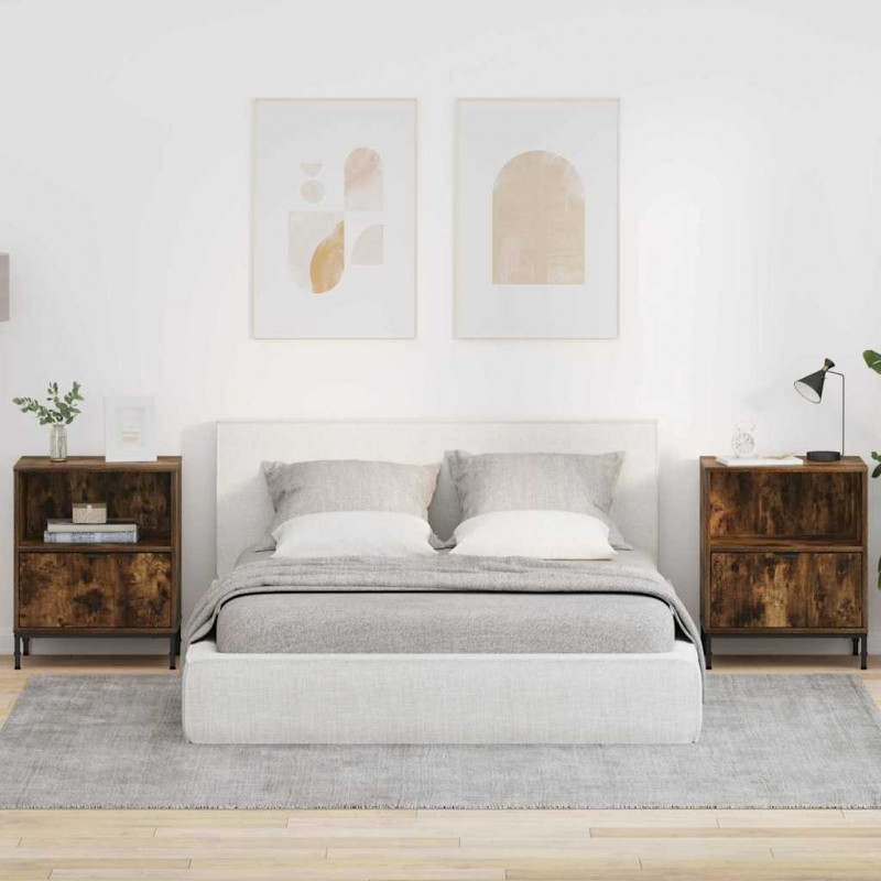 Szafka Nocna z szufladą 2 pcs Wędzony dąb 49 x 36 x 61 cm