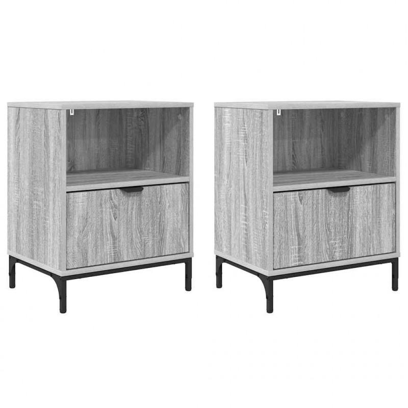 Szafka Nocna z szufladą 2 pcs Szary dąb sonoma 49 x 36 x 61 cm
