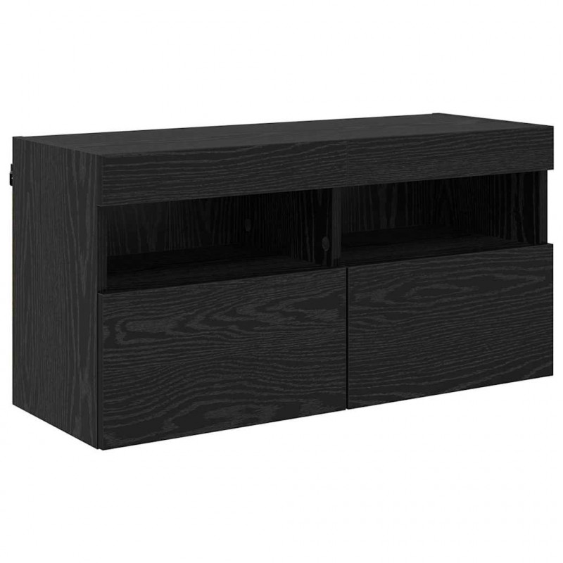 Szafka pod telewizor Ze LED Lights Czarny Dąb 80 x 30 x 40 cm