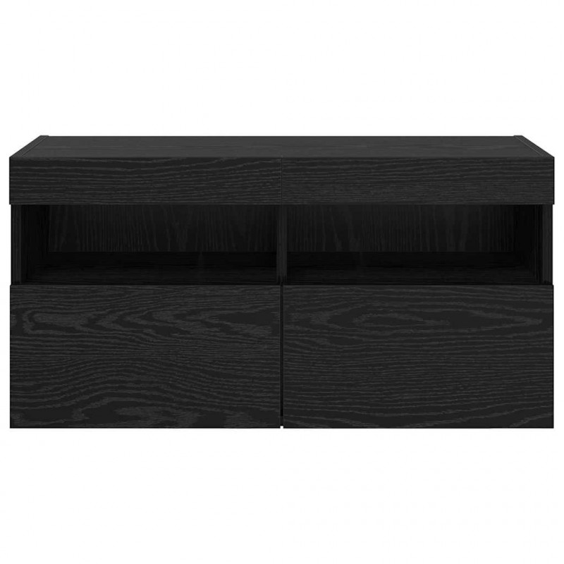 Szafka pod telewizor Ze LED Lights Czarny Dąb 80 x 30 x 40 cm