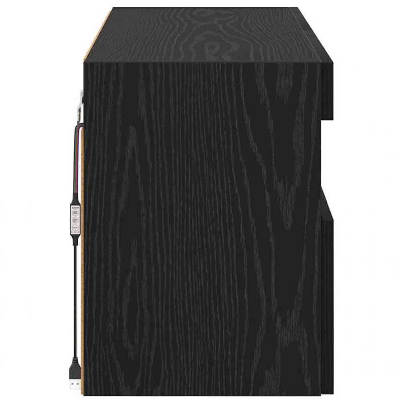 Szafka pod telewizor Ze LED Lights Czarny Dąb 80 x 30 x 40 cm