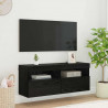 Szafka pod telewizor Ze LED Lights Czarny Dąb 100 x 30 x 40 cm