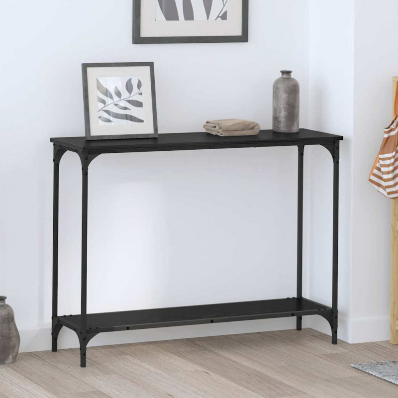 Konsola Czarny dąb 101 x 30.5 x 75 cm Materiał drewnopochodny