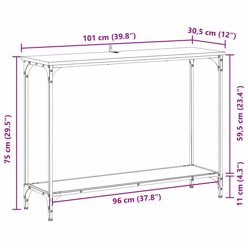 Konsola Czarny dąb 101 x 30.5 x 75 cm Materiał drewnopochodny
