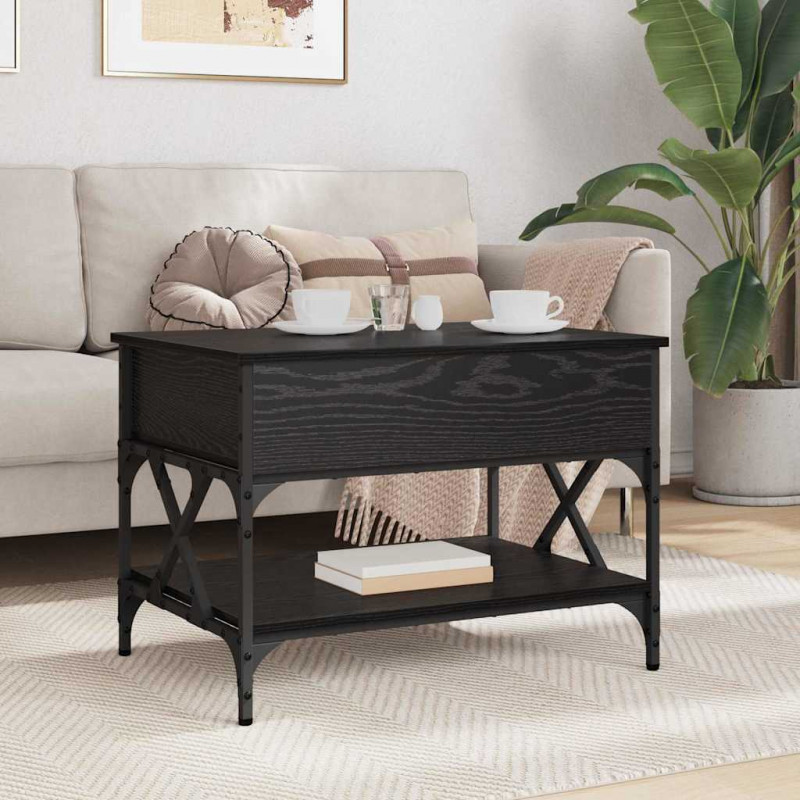 Stolik kawowy Czarny Dąb 70x50x50cm Materiał drewnopochodny
