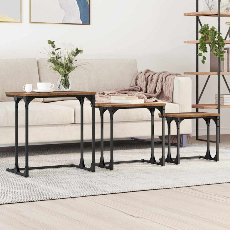 Stolik Kawowy Nesting 3 pcs Stare drewno