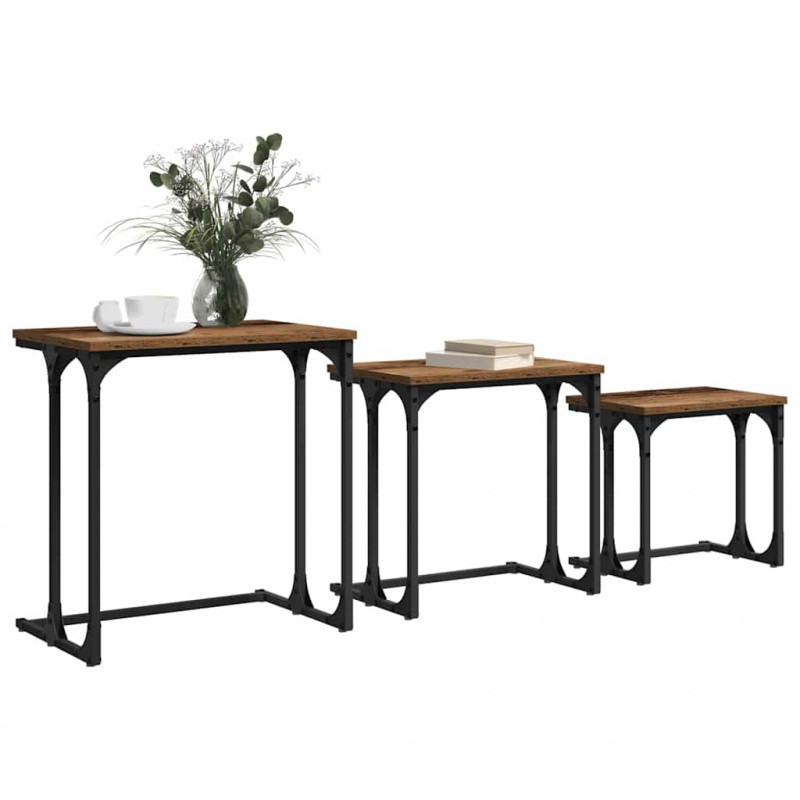 Stolik Kawowy Nesting 3 pcs Stare drewno