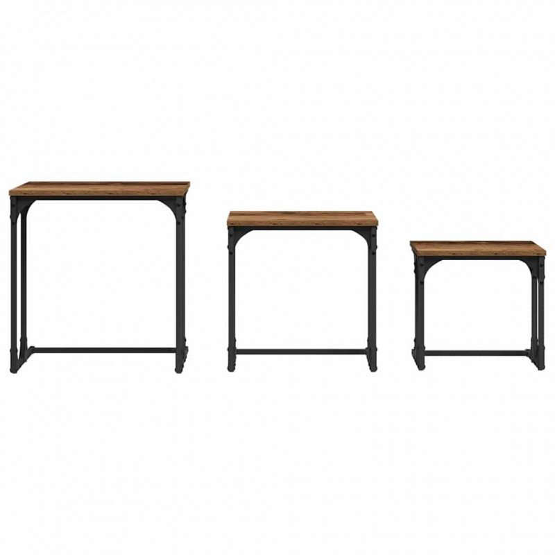 Stolik Kawowy Nesting 3 pcs Stare drewno