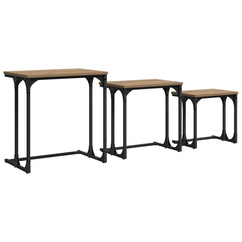 Stolik Kawowy Nesting 3 pcs dąb artisan Materiał drewnopochodny