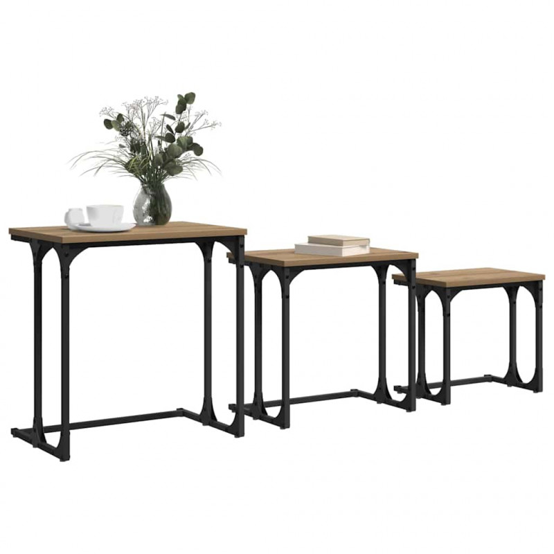 Stolik Kawowy Nesting 3 pcs dąb artisan Materiał drewnopochodny