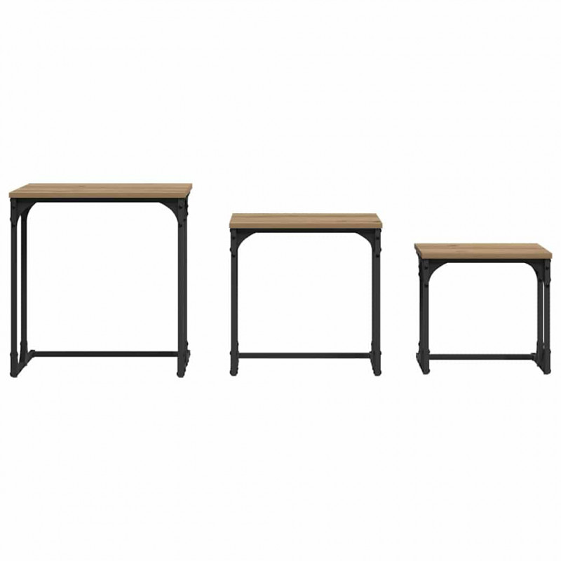 Stolik Kawowy Nesting 3 pcs dąb artisan Materiał drewnopochodny