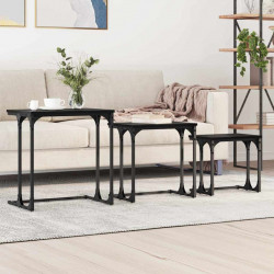 Stolik Kawowy Nesting 3 pcs Czarny dąb Materiał drewnopochodny