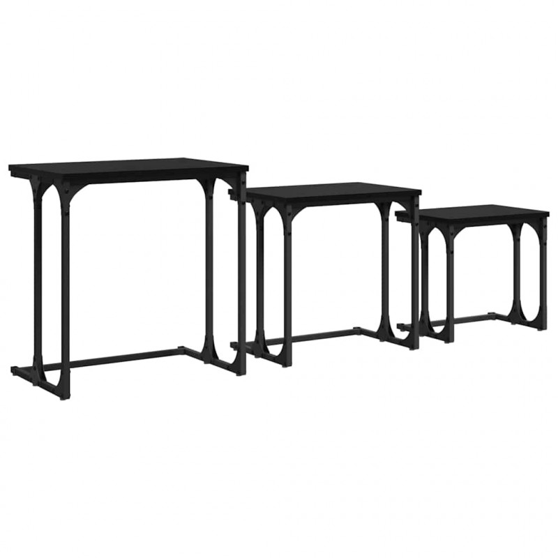 Stolik Kawowy Nesting 3 pcs Czarny dąb Materiał drewnopochodny