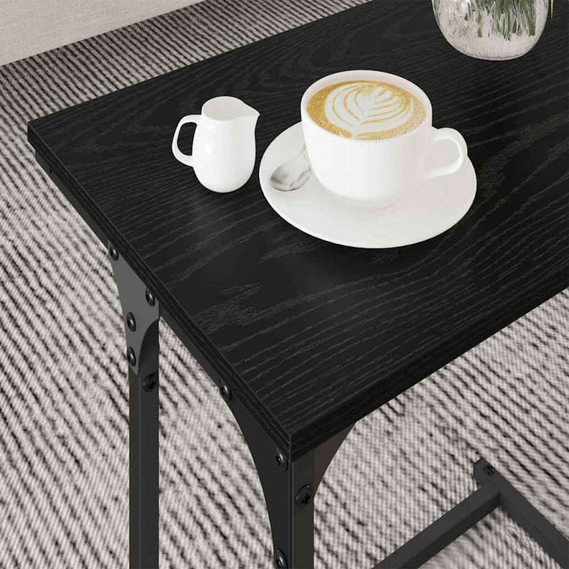 Stolik Kawowy Nesting 3 pcs Czarny dąb Materiał drewnopochodny