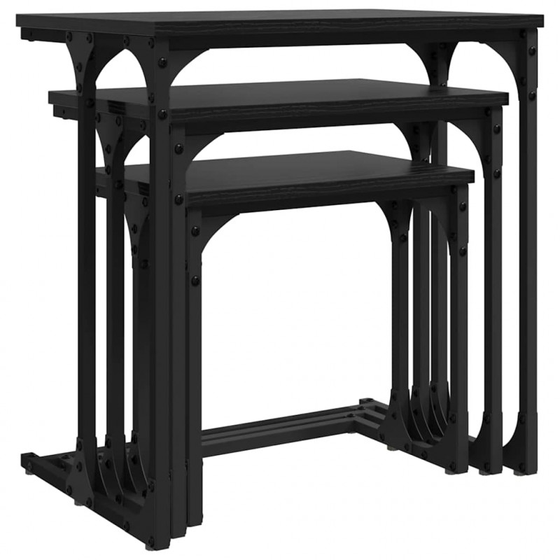 Stolik Kawowy Nesting 3 pcs Czarny dąb Materiał drewnopochodny