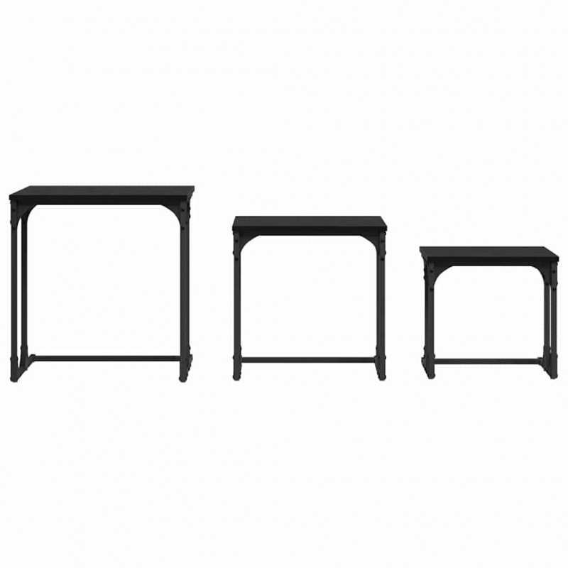 Stolik Kawowy Nesting 3 pcs Czarny dąb Materiał drewnopochodny