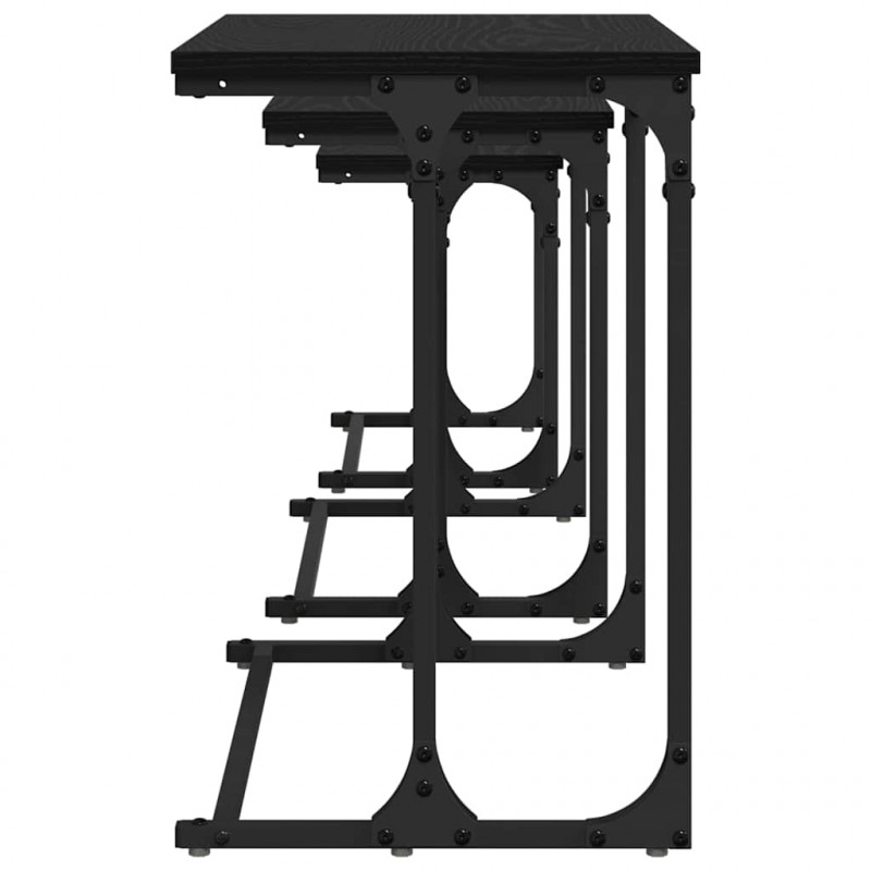 Stolik Kawowy Nesting 3 pcs Czarny dąb Materiał drewnopochodny