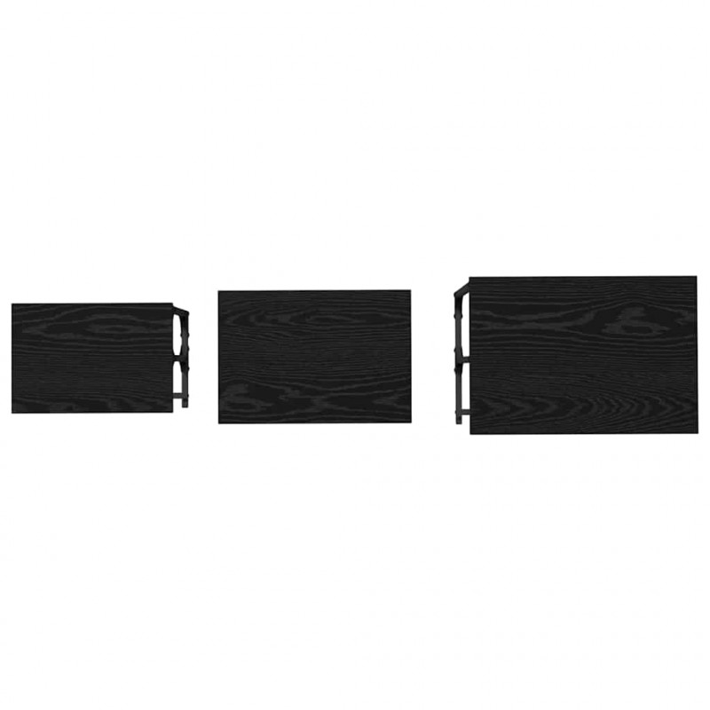 Stolik Kawowy Nesting 3 pcs Czarny dąb Materiał drewnopochodny