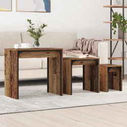 Stolik kawowy 3 pcs Stare drewno Materiał drewnopochodny