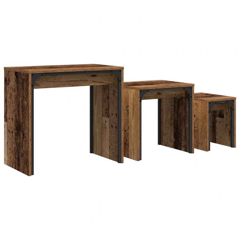 Stolik kawowy 3 pcs Stare drewno Materiał drewnopochodny