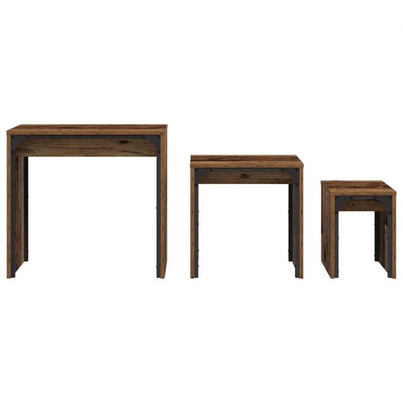 Stolik kawowy 3 pcs Stare drewno Materiał drewnopochodny