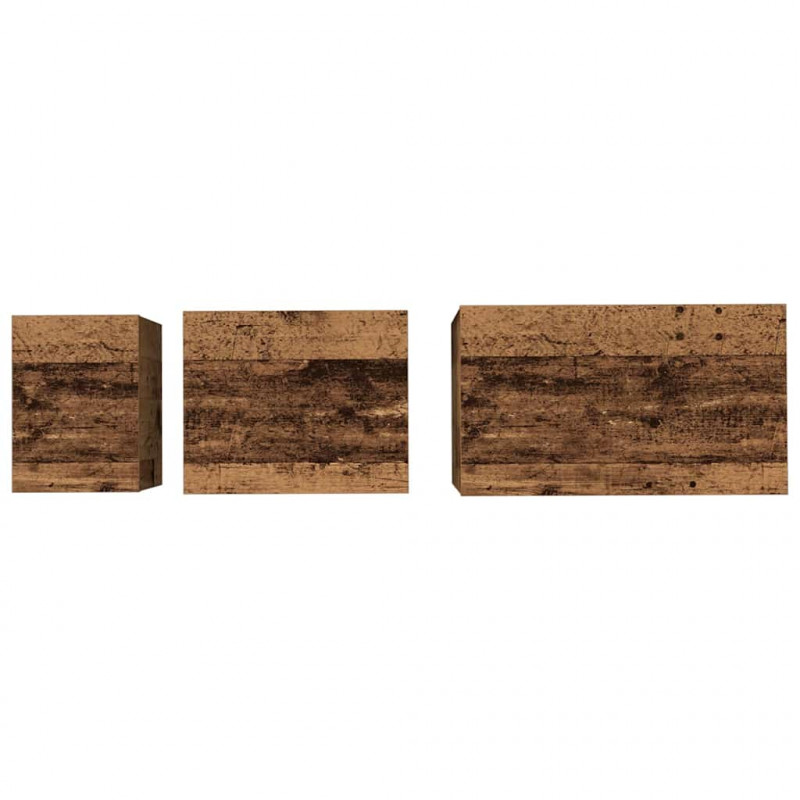Stolik kawowy 3 pcs Stare drewno Materiał drewnopochodny