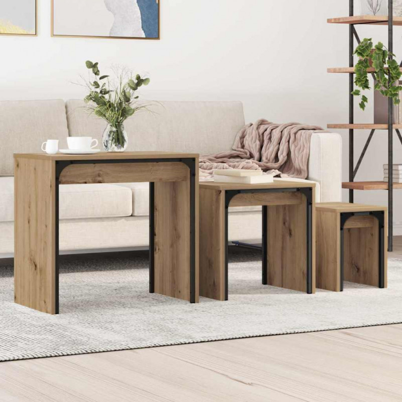 Stolik kawowy 3 pcs Dąb rzemieślniczy Materiał drewnopochodny