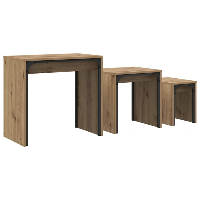 Stolik kawowy 3 pcs Dąb rzemieślniczy Materiał drewnopochodny
