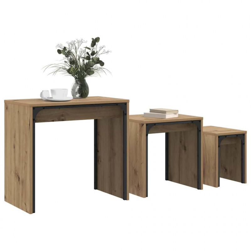 Stolik kawowy 3 pcs Dąb rzemieślniczy Materiał drewnopochodny