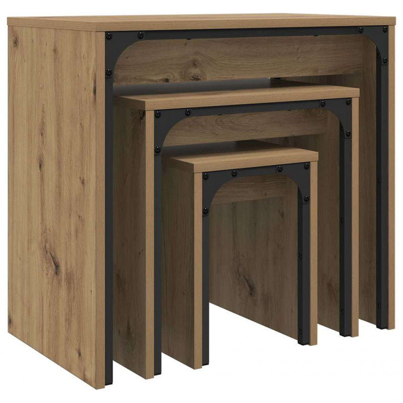 Stolik kawowy 3 pcs Dąb rzemieślniczy Materiał drewnopochodny