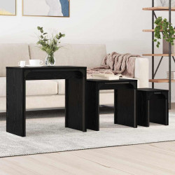 Stolik kawowy 3 pcs Czarny Dąb Materiał drewnopochodny