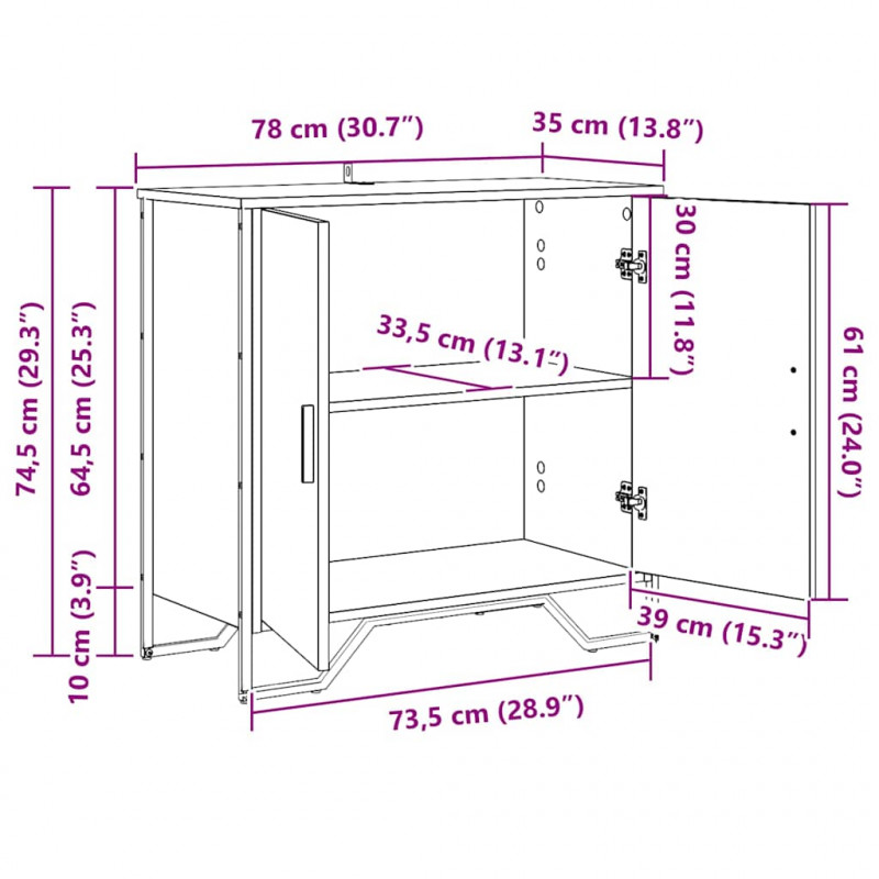 Bufet Czarny Dąb 78 x 35 x 74.5 cm