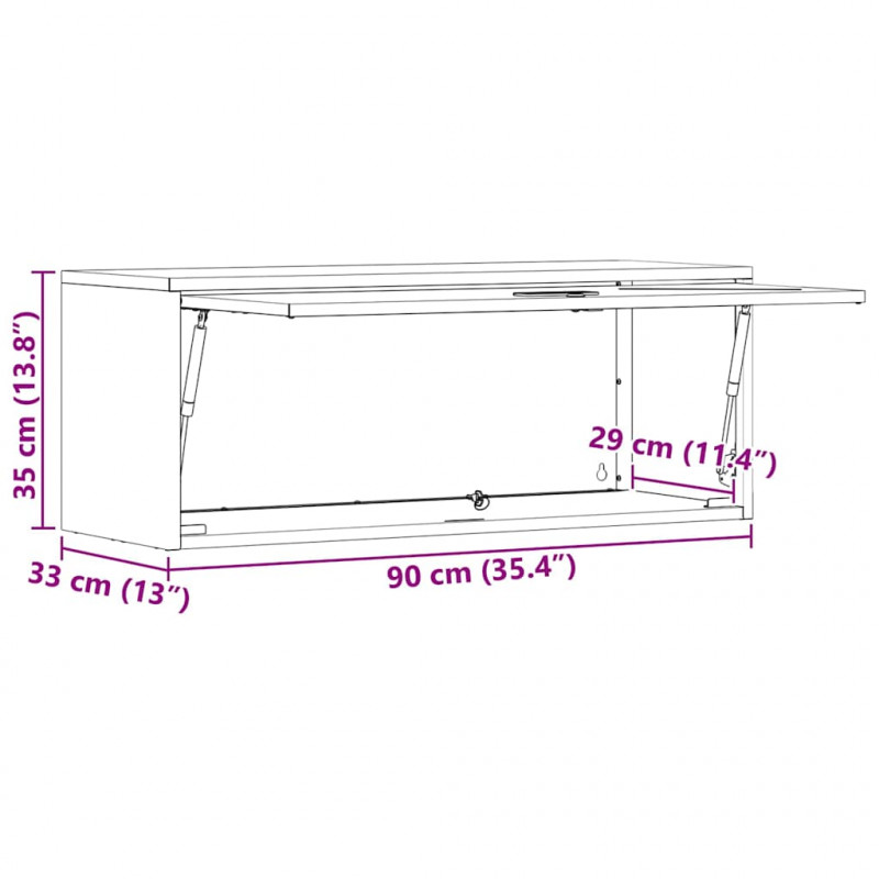 Szafka ścienna do garażu Antracyt 90 x 33 x 35 cm