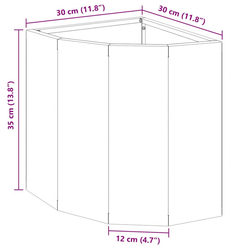 Doniczka Różnorożna Antracyt 30 x 30 x 35 cm Stal
