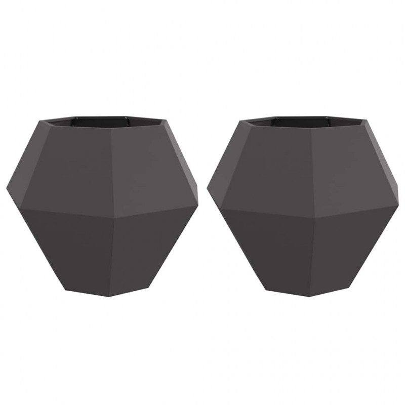 Donica 2 pcs Czarny 100 x 100 x 80 cm Stal