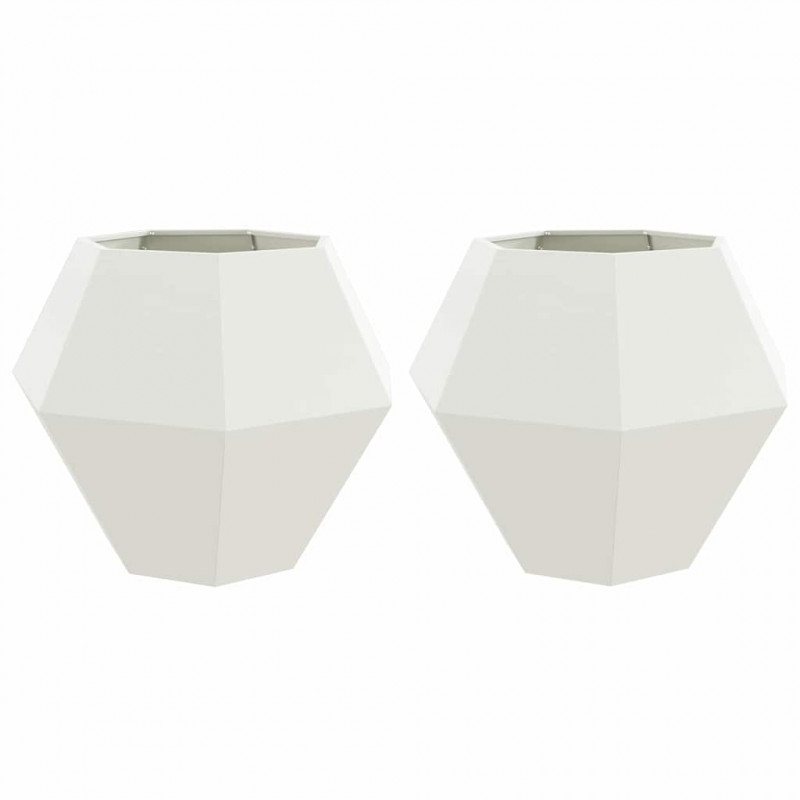 Donica 2 pcs Biały 100 x 100 x 80 cm Stal