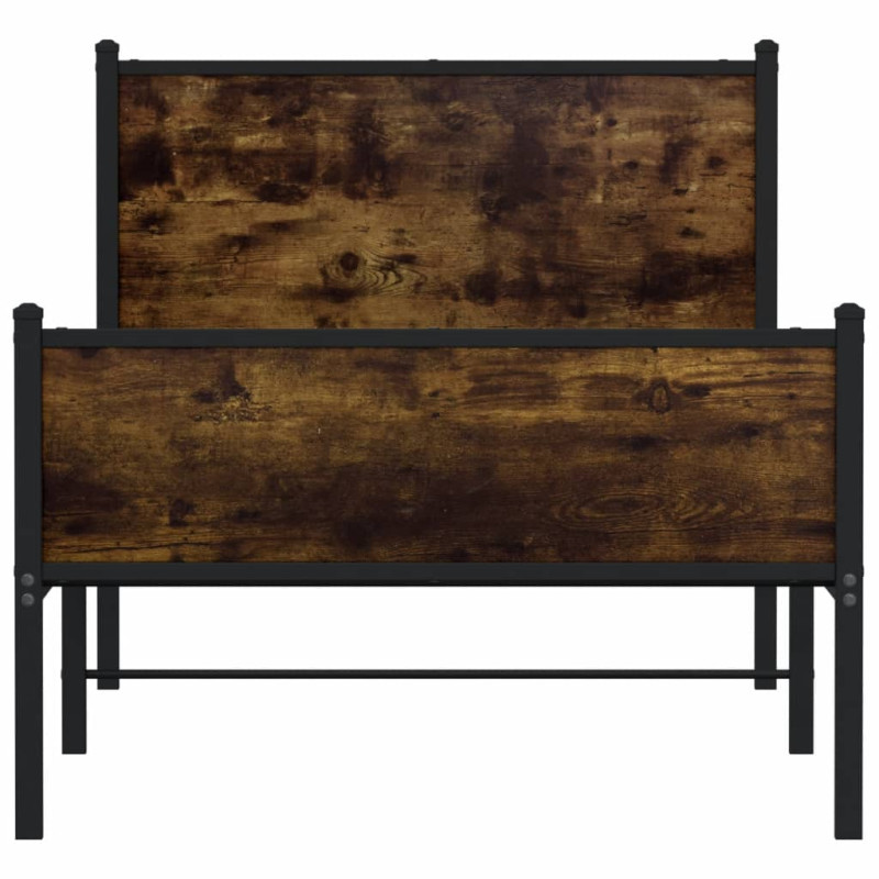 Metalowa rama łóżka, bez materaca, przydymiony dąb, 75x190 cm