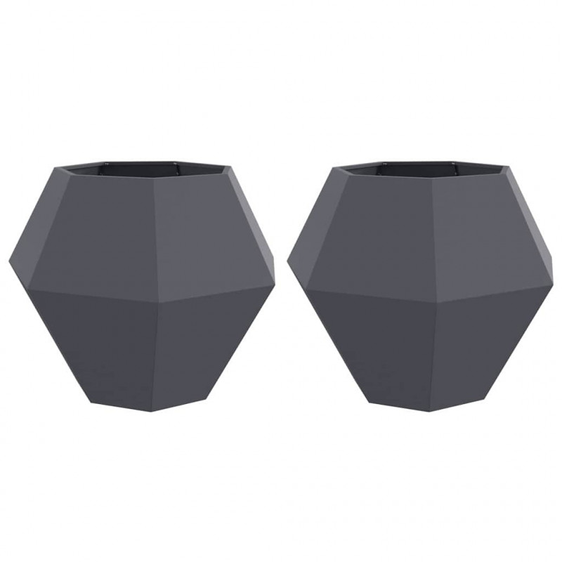 Donica 2 pcs Antracyt 100 x 100 x 80 cm Stal