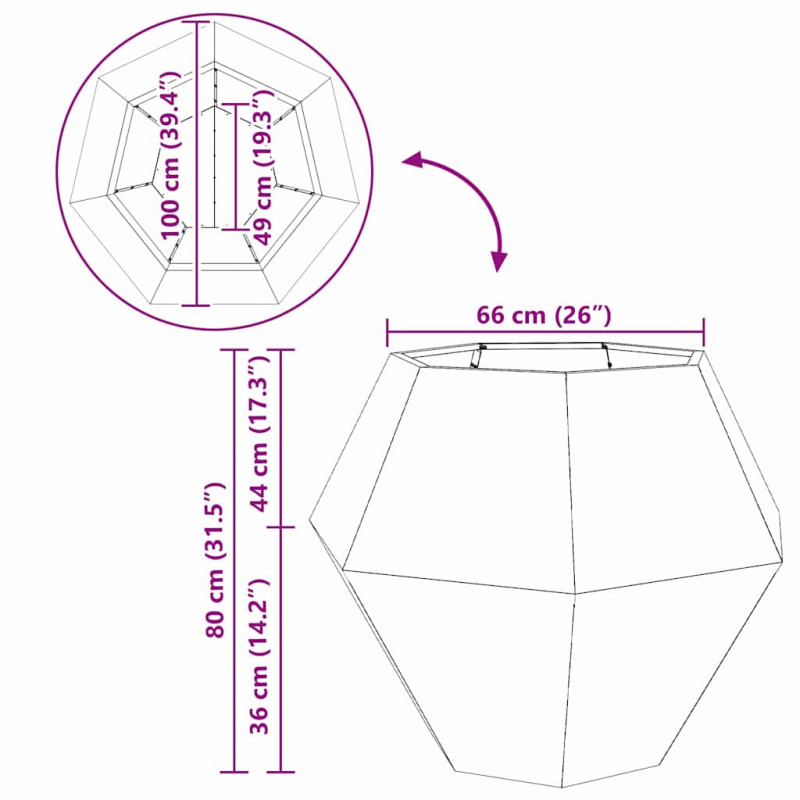 Donica 2 pcs Antracyt 100 x 100 x 80 cm Stal
