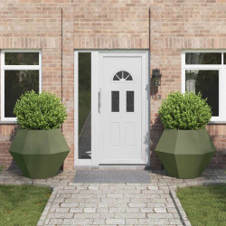 Donica 2 pcs Zielony oliwkowy 100 x 100 x 80 cm Stal