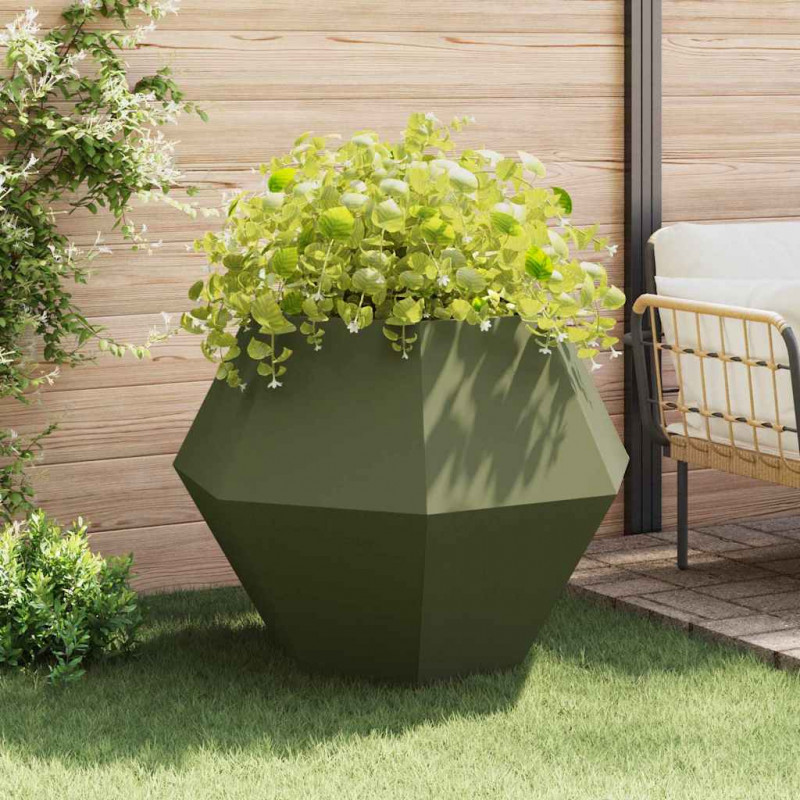 Donica 2 pcs Zielony oliwkowy 100 x 100 x 80 cm Stal