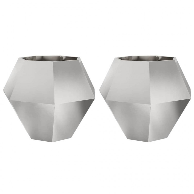 Donica 2 pcs Srebrny 100 x 100 x 80 cm Stal nierdzewna