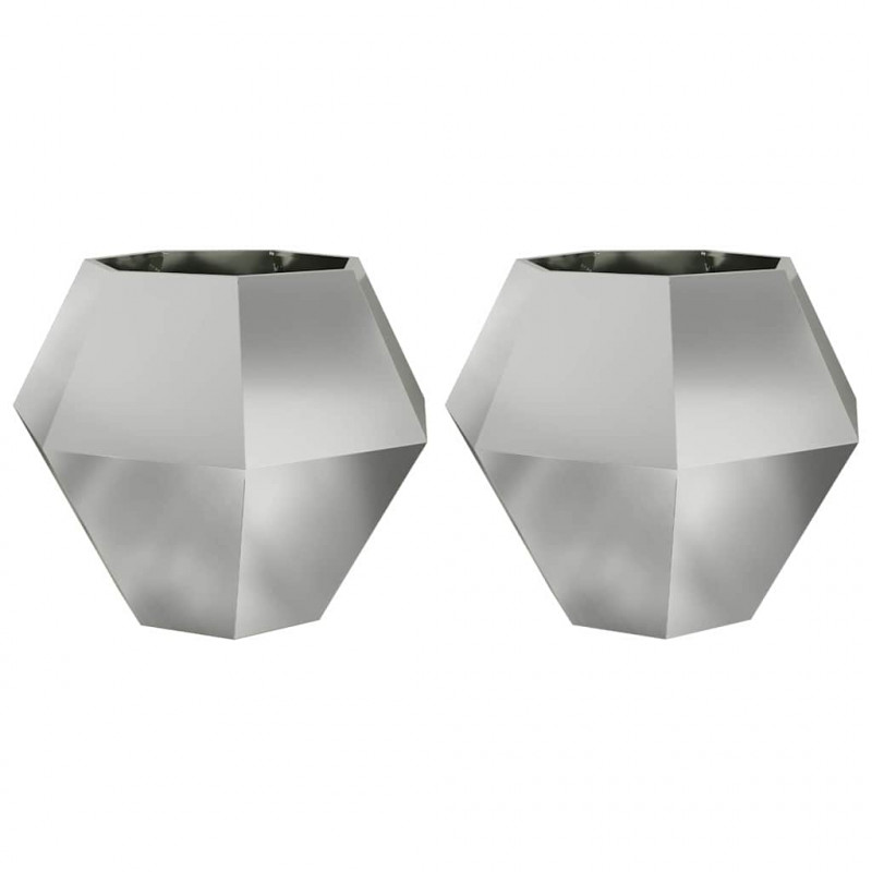 Donica 2 pcs Srebrny 100 x 100 x 80 cm Stal Galwanizowana
