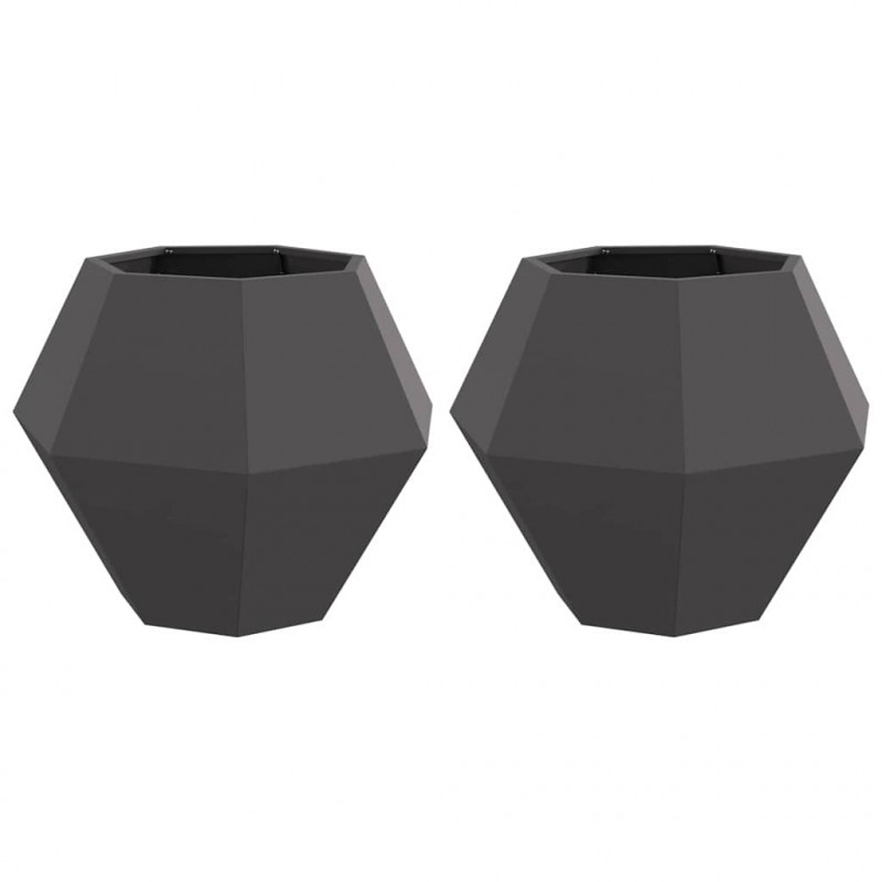 Donica 2 pcs Czarny 75 x 75 x 60 cm Stal