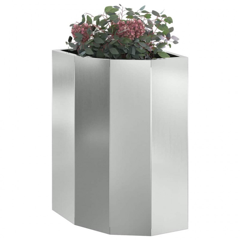 Doniczka Różnorożna Srebrny 30 x 30 x 50 cm Stal galwanizowana