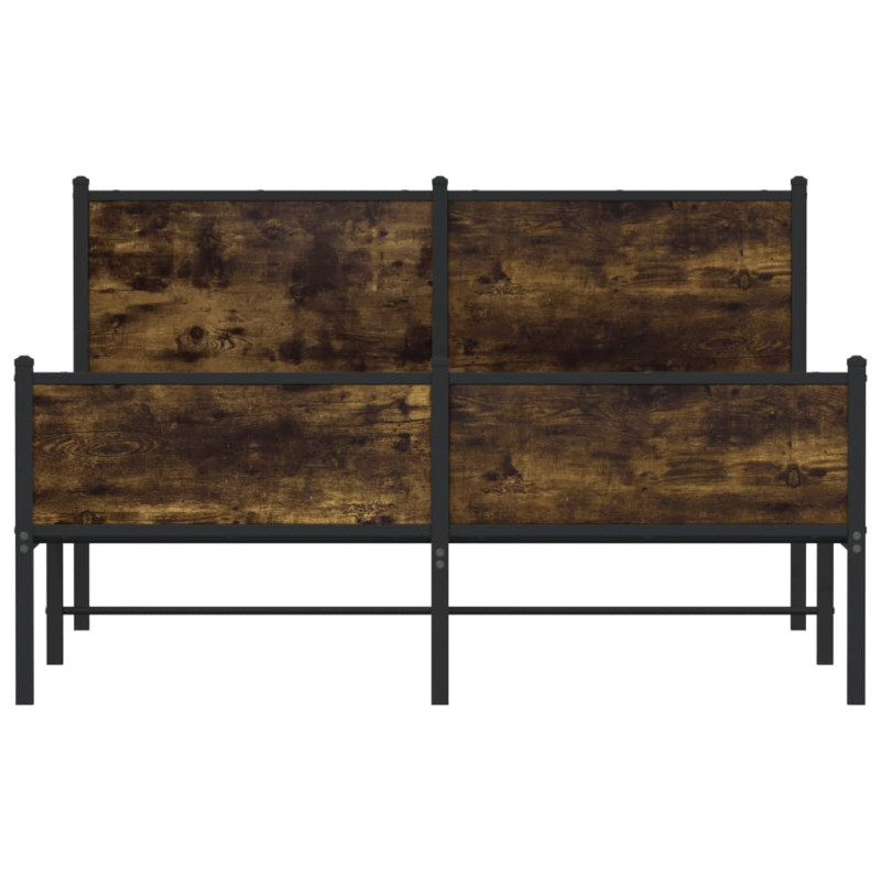 Rama łóżka z wezgłowiem i zanóżkiem, przydymiony dąb 137x190 cm
