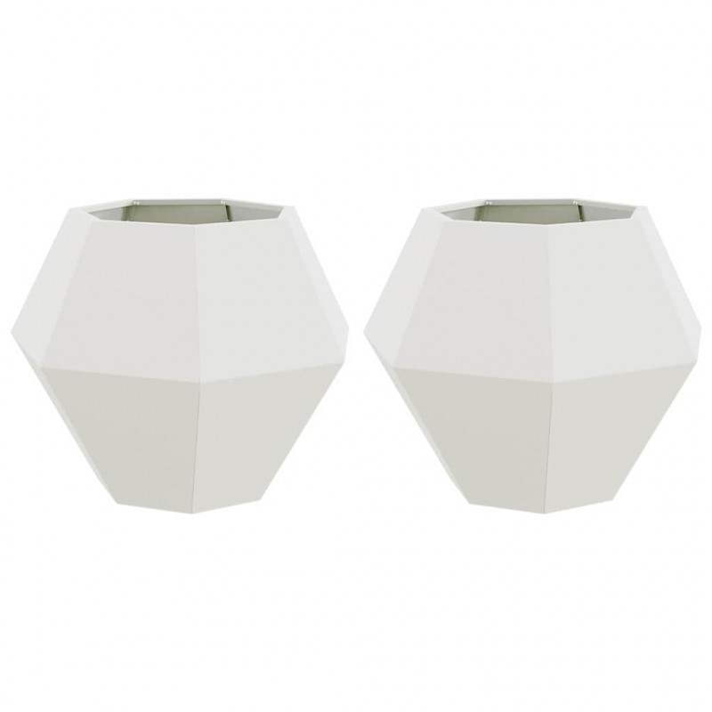 Donica 2 pcs Biały 75 x 75 x 60 cm Stal