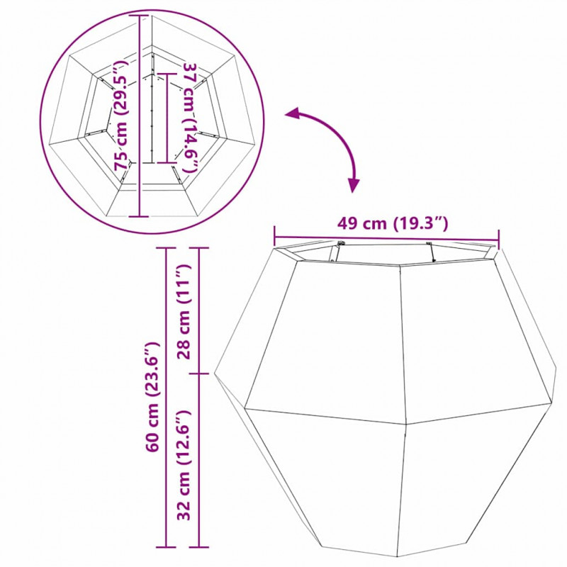 Donica 2 pcs Biały 75 x 75 x 60 cm Stal
